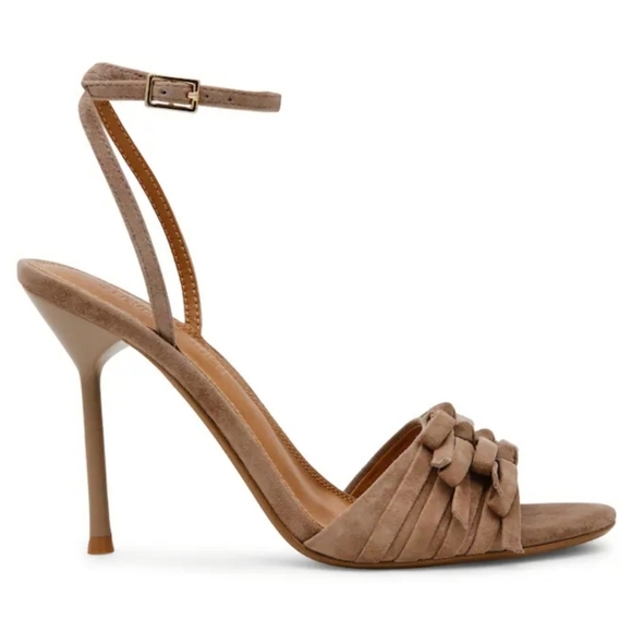 🔹️Steve Madden🔹️ Taupe Suede Porsha Strappy High Heel Sandals - Picture 7 of 7